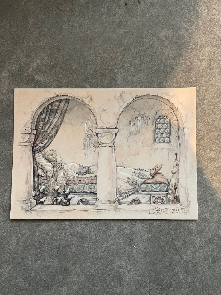 Efteling - Oude ansichtkaart Anton Pieck Doornroosje, Verzamelen, Efteling, Ophalen of Verzenden, Zo goed als nieuw, Overige typen