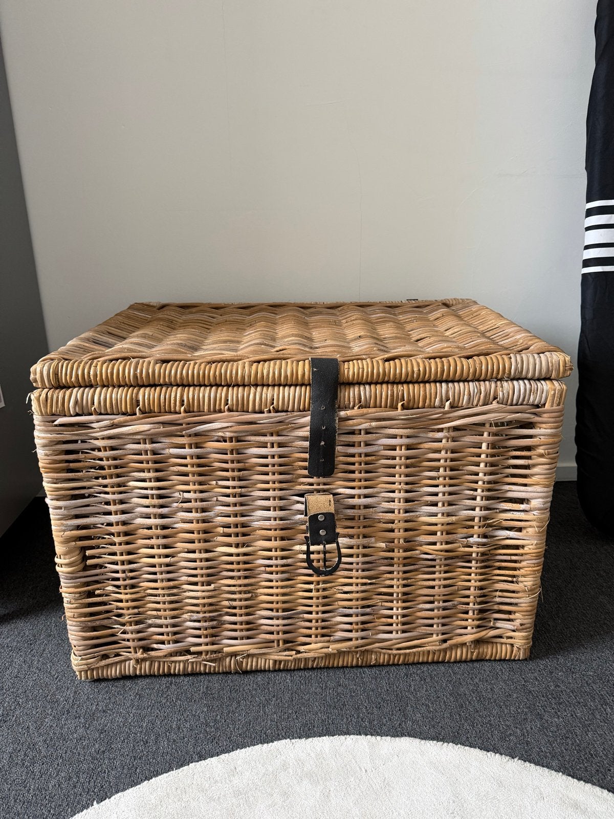 Rotan mand met deksel - 72x50x50cm, Ophalen, Gebruikt, Gevlochten, Mand
