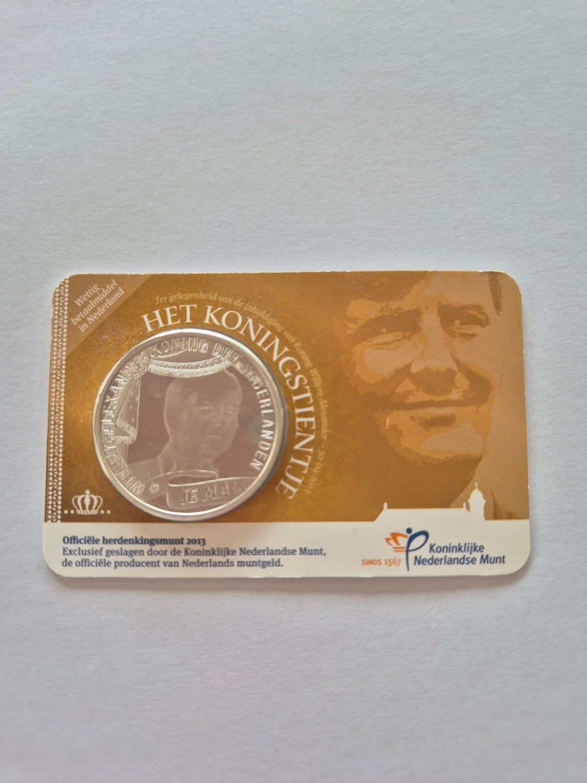 Het Koningstientje 2013 - Zwaar Verzilverde Munt, Ophalen of Verzenden, Koningin Beatrix, Euro's, Losse munt