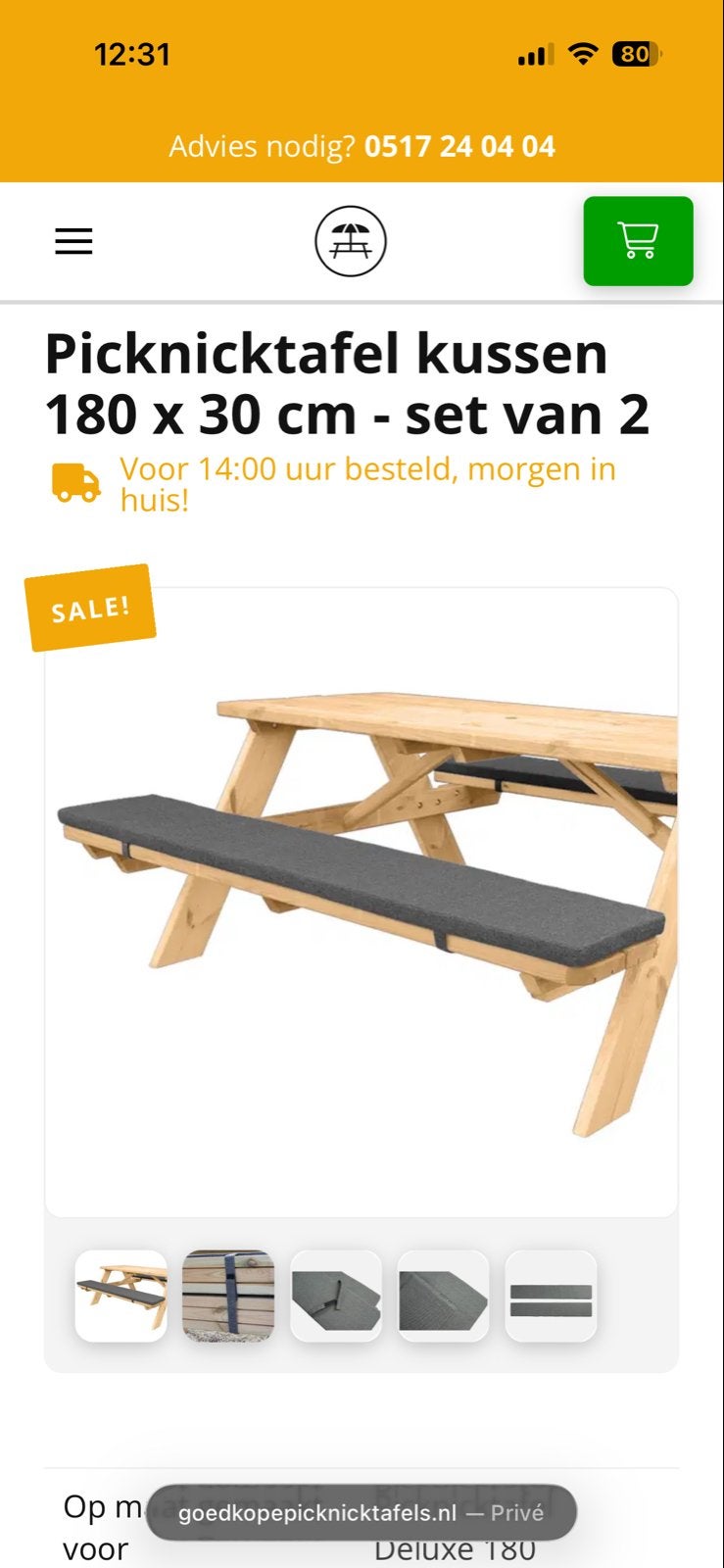 Picknicktafel kussens 180x30 cm - set van 2, Tuin en Terras, Picknicktafels, Ophalen, Nieuw, Rechthoekig, Overige materialen