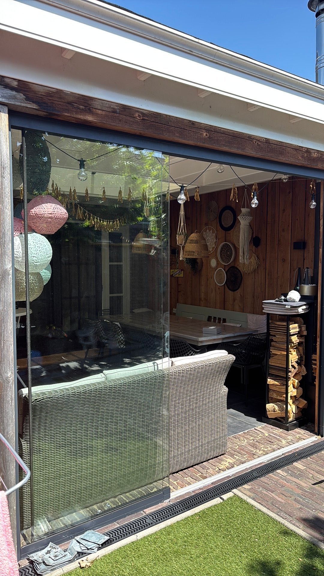 Schuifwand/Schuifdeuren voor veranda, Tuin en Terras, Overkappingen, Zo goed als nieuw, Veranda, Ophalen