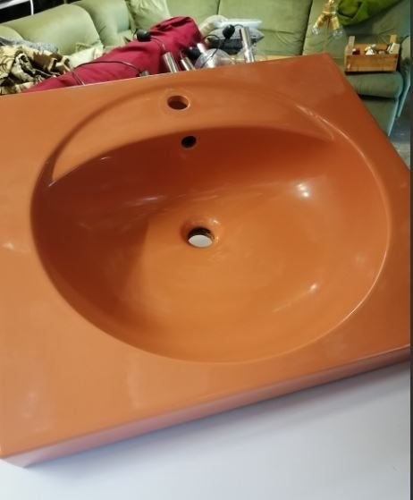 2 x vintage wastafel lavabo carneool studio Design stukprijs, Ophalen, Gebruikt, Steen, Wastafel