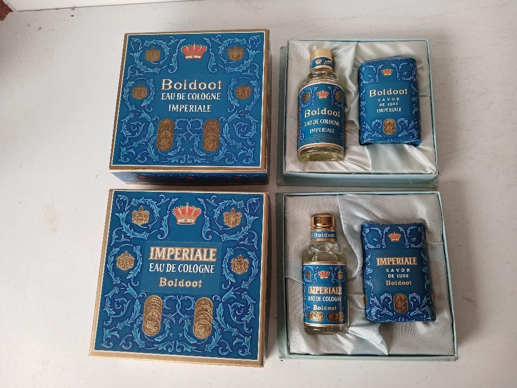 5 VINTAGE geschenkdozen Boldoot zeep en eau de cologne, Verzenden, Nieuw, Parfumfles, Gevuld