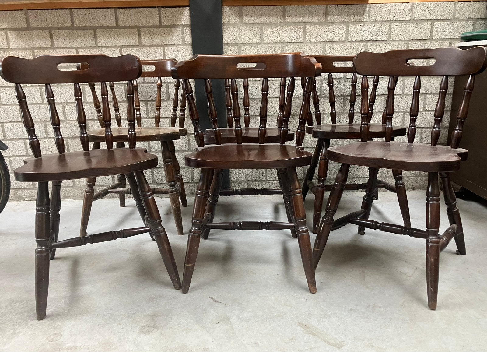 Set van 6 donkerbruine houten stoelen, Ophalen of Verzenden