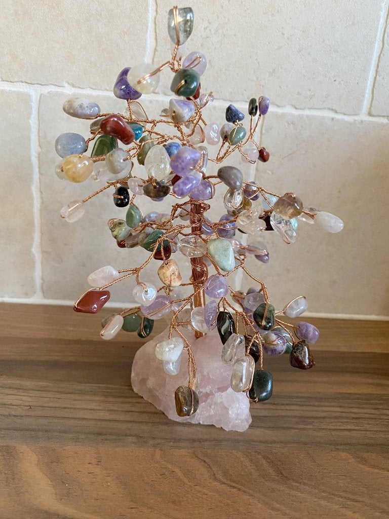 edelsteen boompje / Bonsai Chysopraas Aventurijn Rozekwarts, Ophalen of Verzenden, Mineraal