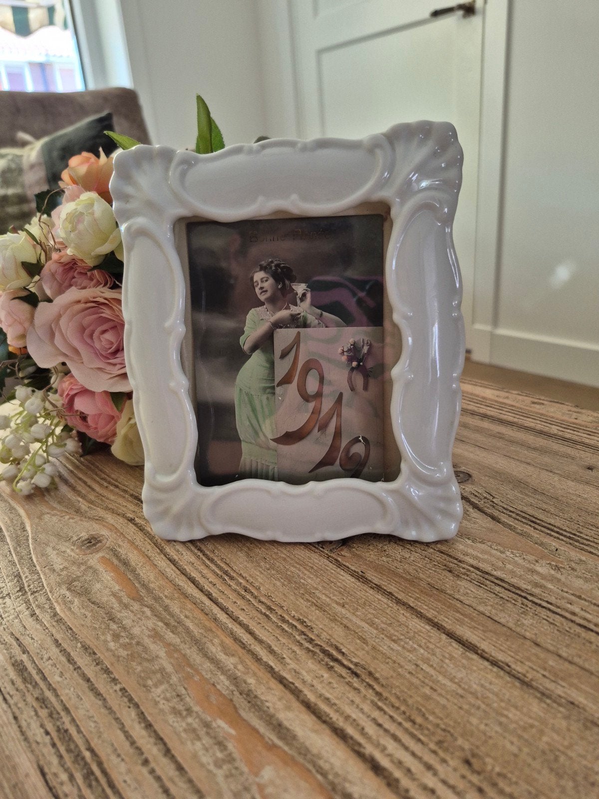 Witte porseleinen fotolijst - Klassiek design, Ophalen of Verzenden
