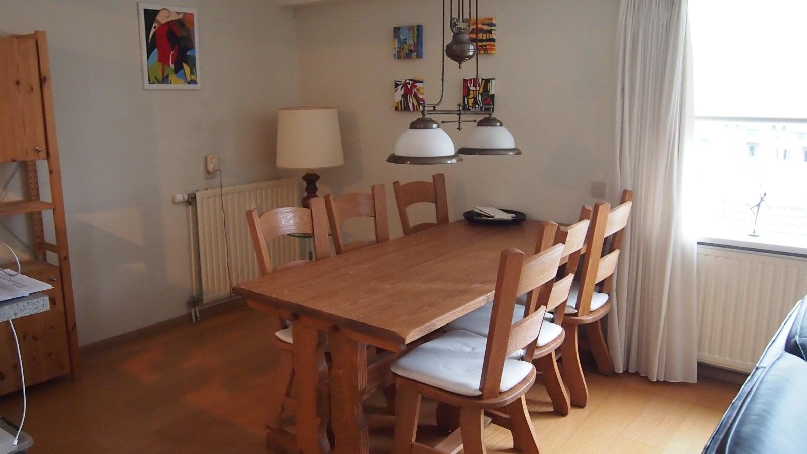 bkank eiken eethoek met 6 stoelen, Ophalen, Gebruikt, 4 tot 6 stoelen