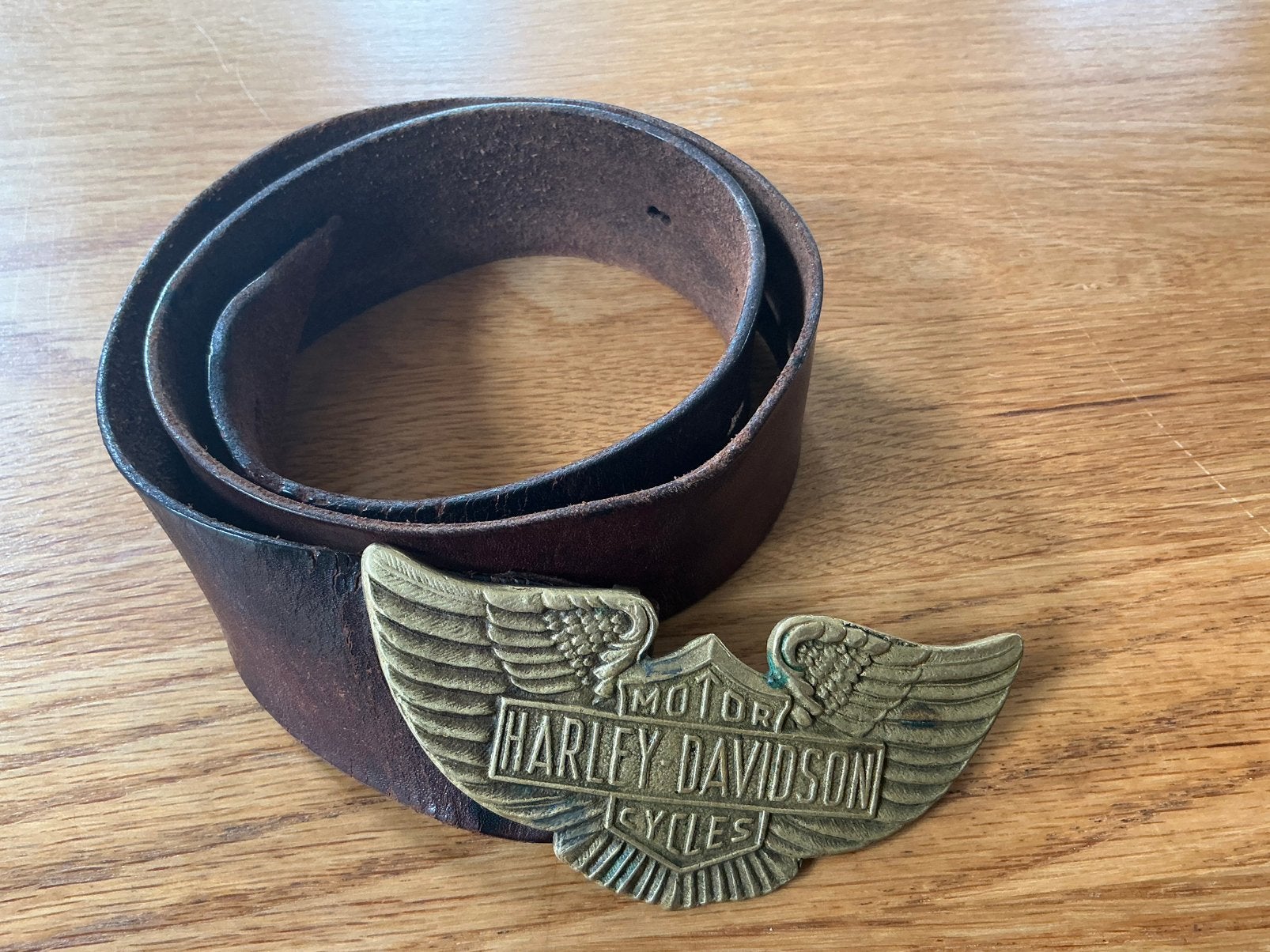 Gave riem met HD buckle, lengte riem is 80 cm., Bruin, Echt leder, Minder dan 95 cm, Ophalen of Verzenden