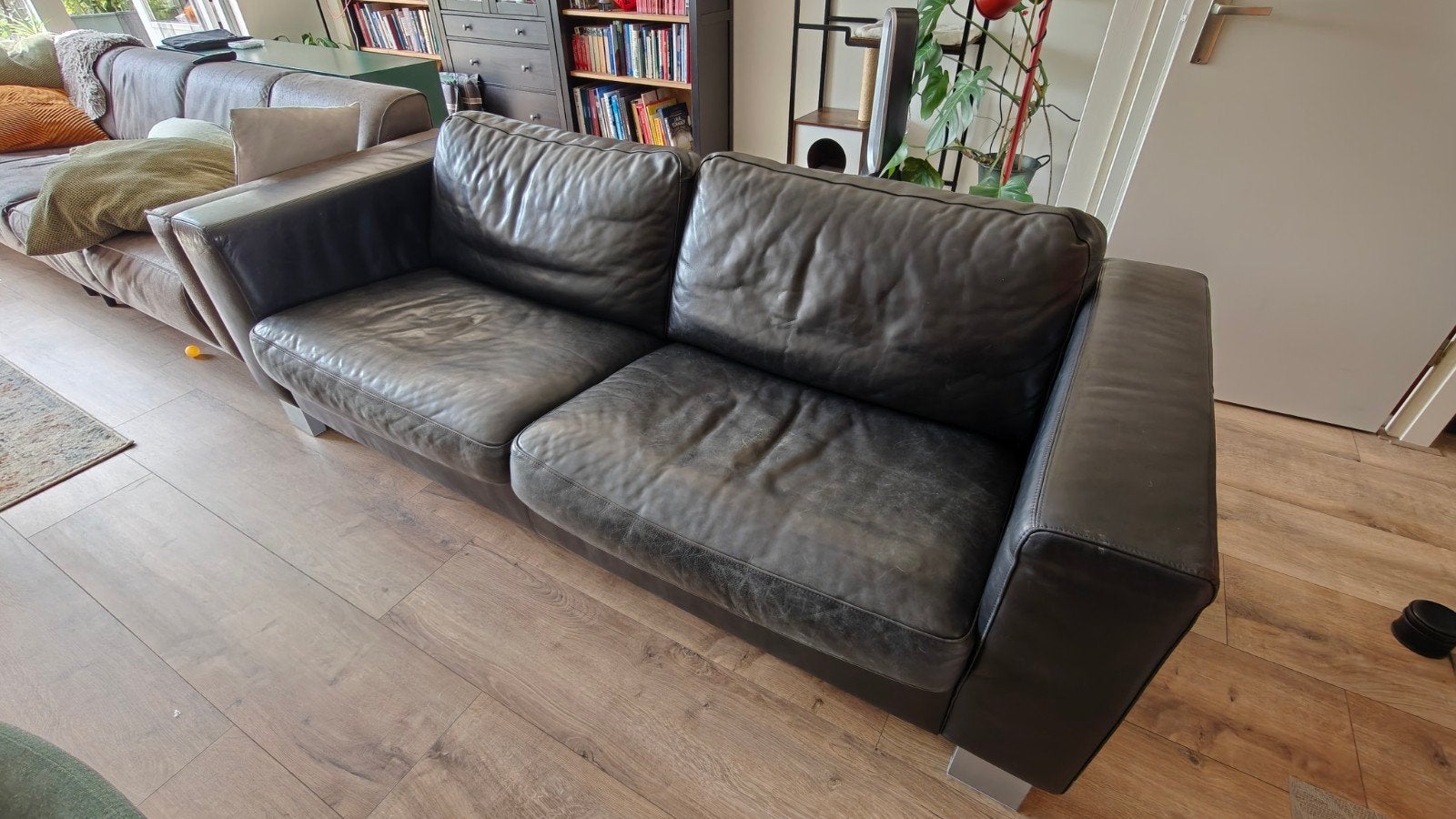 topform zwarte leren bank, Ophalen, Gebruikt, Leer