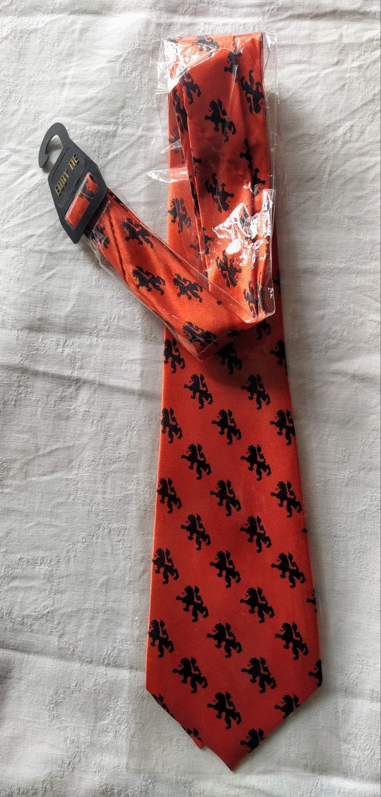 Nieuwe Oranje Stropdas met Leeuwen - Eddy Tie, Eddy Tie, Nieuw, Oranje, Ophalen of Verzenden