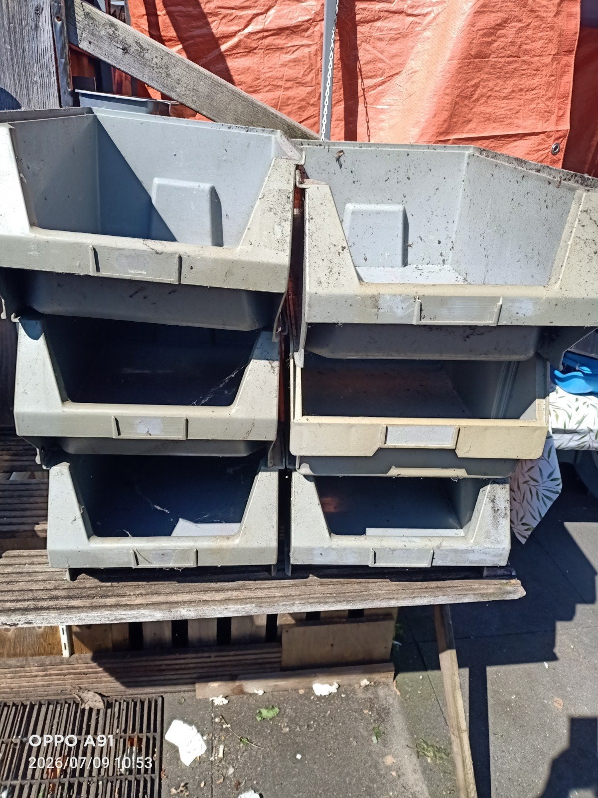 Stapelbare grijpbakken - 6 stuks, Gebruikt, Minder dan 50 cm, Ophalen of Verzenden, Minder dan 40 cm