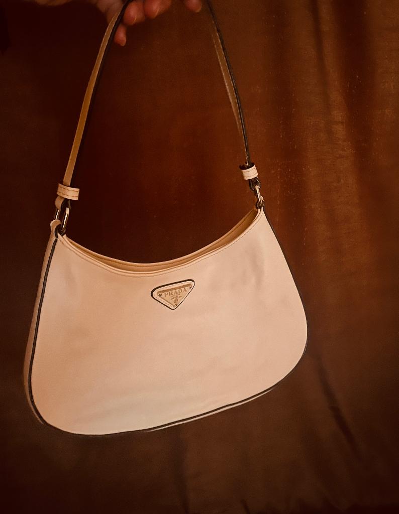 Tas met Prada logo, Verzenden, Nieuw, Beige, Handtas