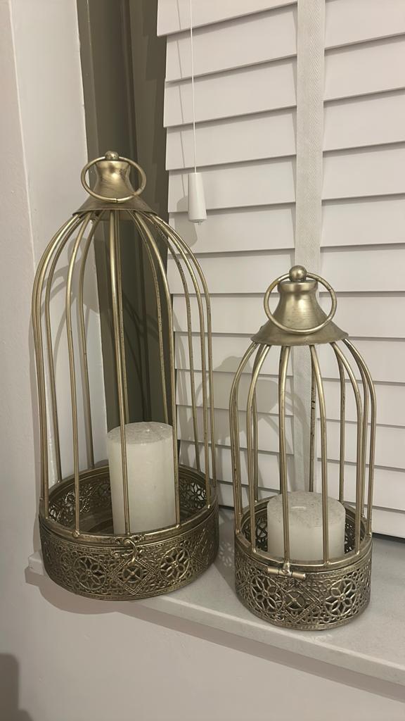 2x gouden vogelkooitjes, Ophalen, Zo goed als nieuw, Metaal, Minder dan 25 cm