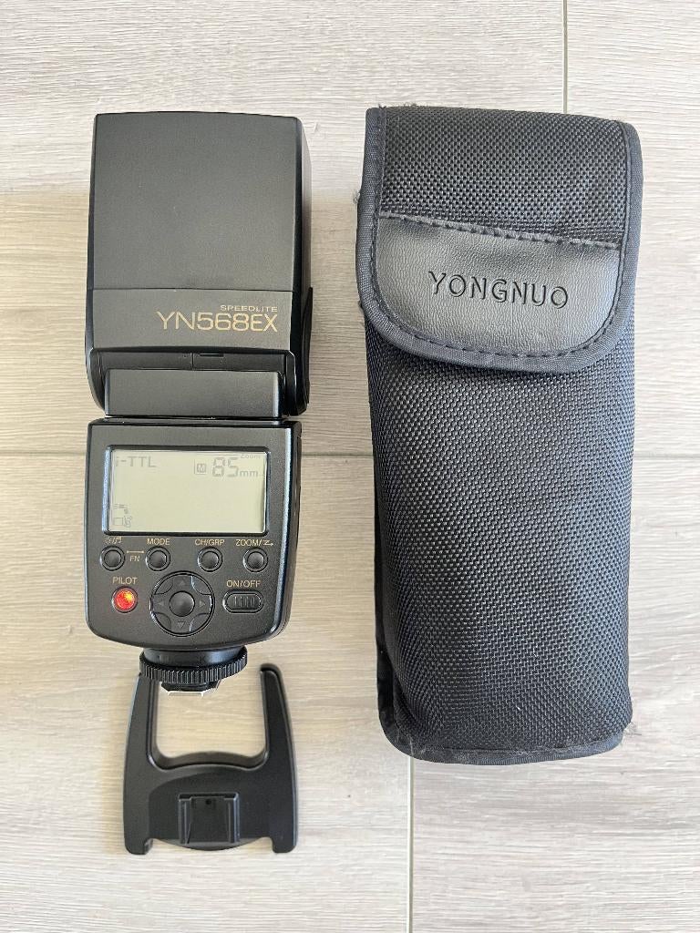 yongnuo YN568EX flitser voor Nikon (+triggers), Audio, Tv en Foto, Fotografie | Flitsers, Gebruikt, Overige merken, Kantelbaar