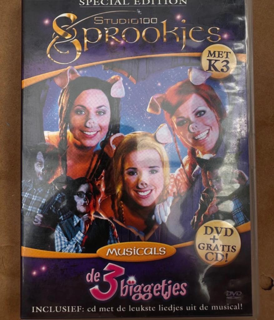 Studio 100 Sprookjes: De 3 Biggetjes Musical DVD + CD, Cd's en Dvd's, Gebruikt, Alle leeftijden, Ophalen of Verzenden, Komedie