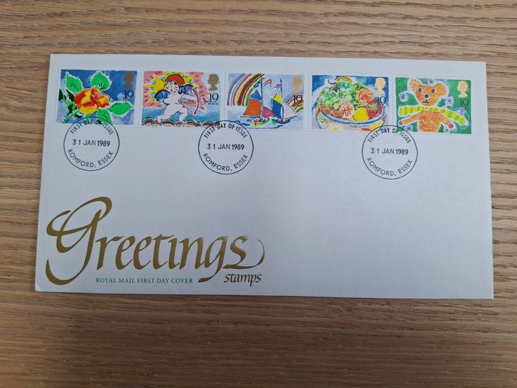 postzegel engeland fdc greeting 1989, Ophalen of Verzenden