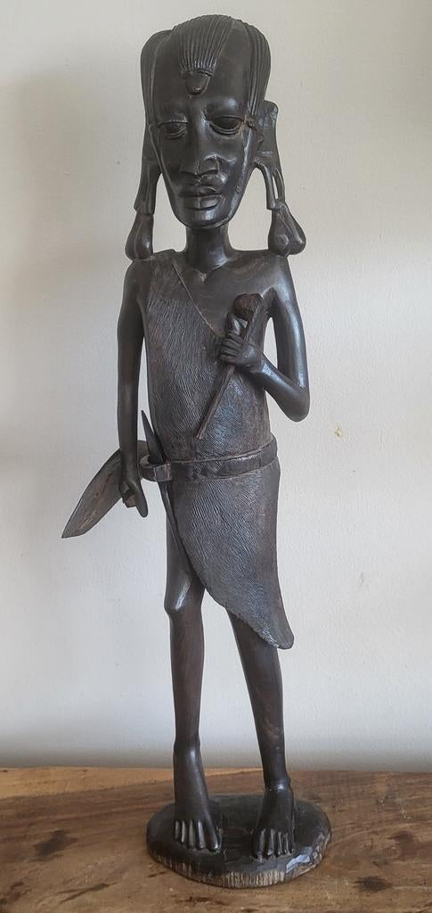 Vintage Afrikaans Houten Beeld - Handgesneden Figuur, Antiek en Kunst, Ophalen of Verzenden
