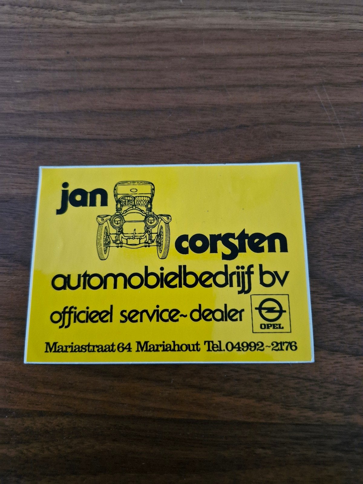 745 Vintage Opel Sticker - Jan Corsten Automobielbedrijf, Ophalen of Verzenden, Gebruikt, Auto of Motor