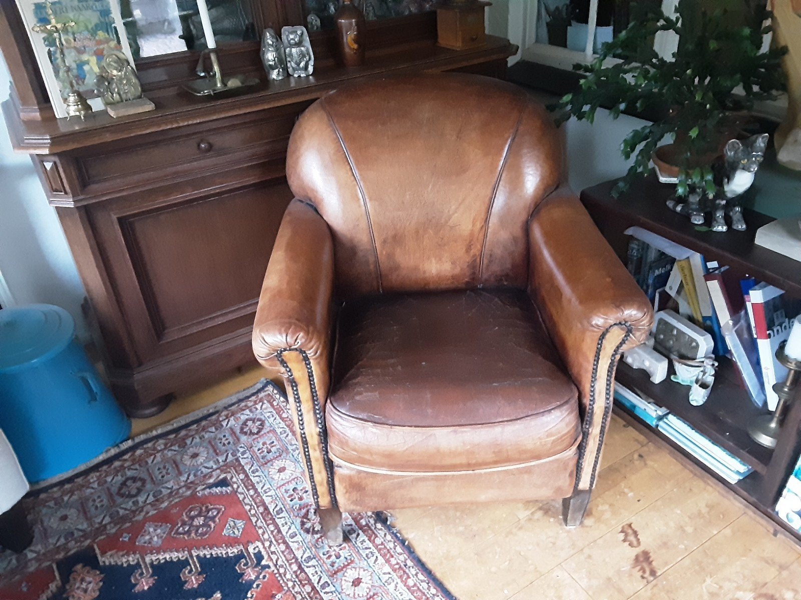 lederen fauteuil, Ophalen, Gebruikt, 75 tot 100 cm, 50 tot 75 cm