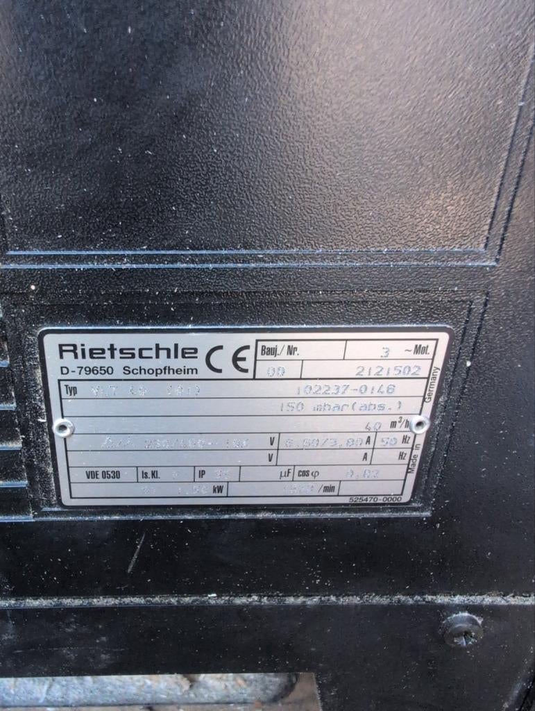Vacuumpomp Rietchle vacuum pomp, Gebruikt, Ophalen of Verzenden, Minder dan 200 liter/min, Minder dan 6 bar
