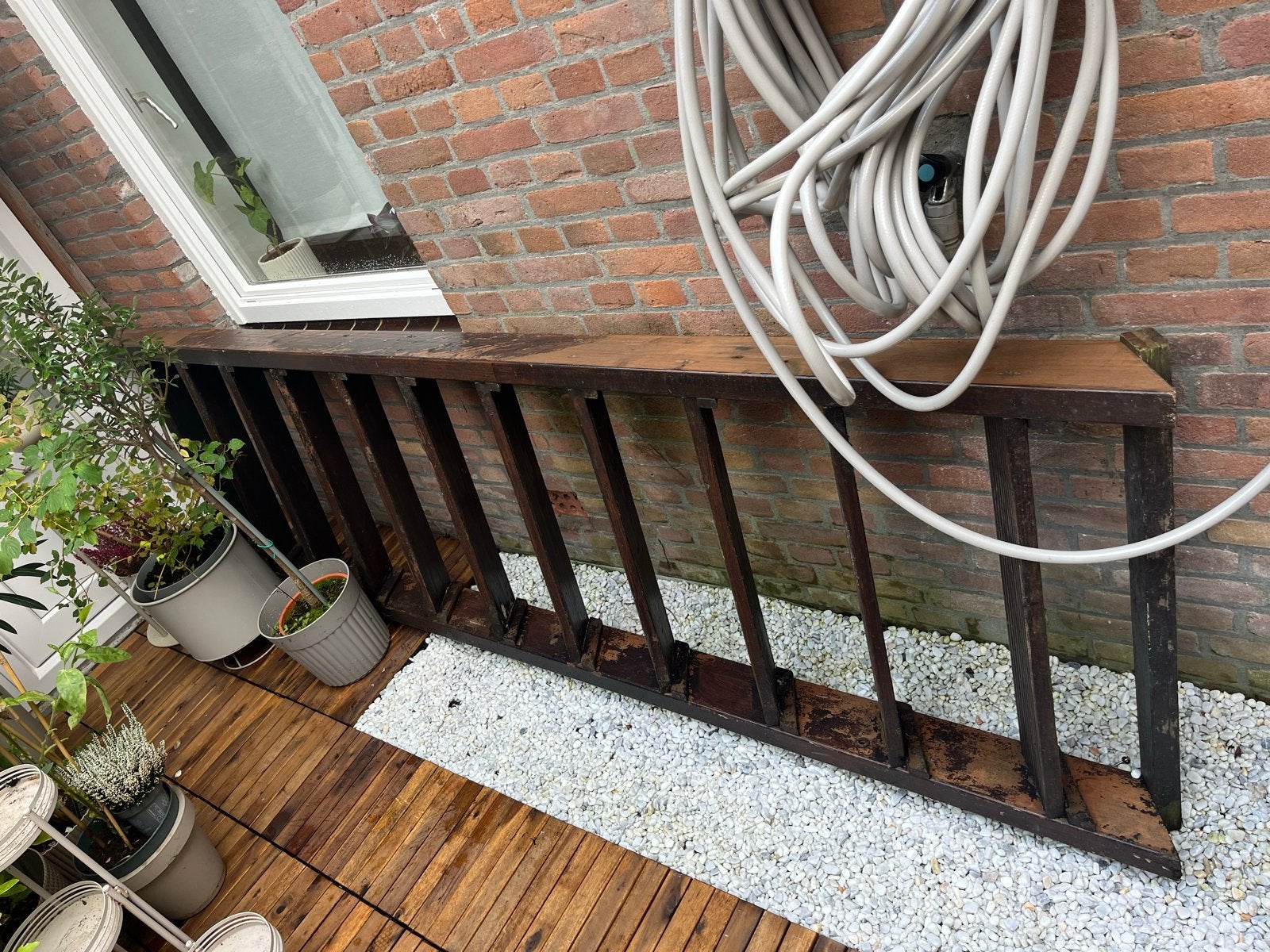 Houten terrasladder / trap - gratis af te halen, Doe-het-zelf en Verbouw, Ophalen, Gebruikt, Ladder, 2 tot 4 meter