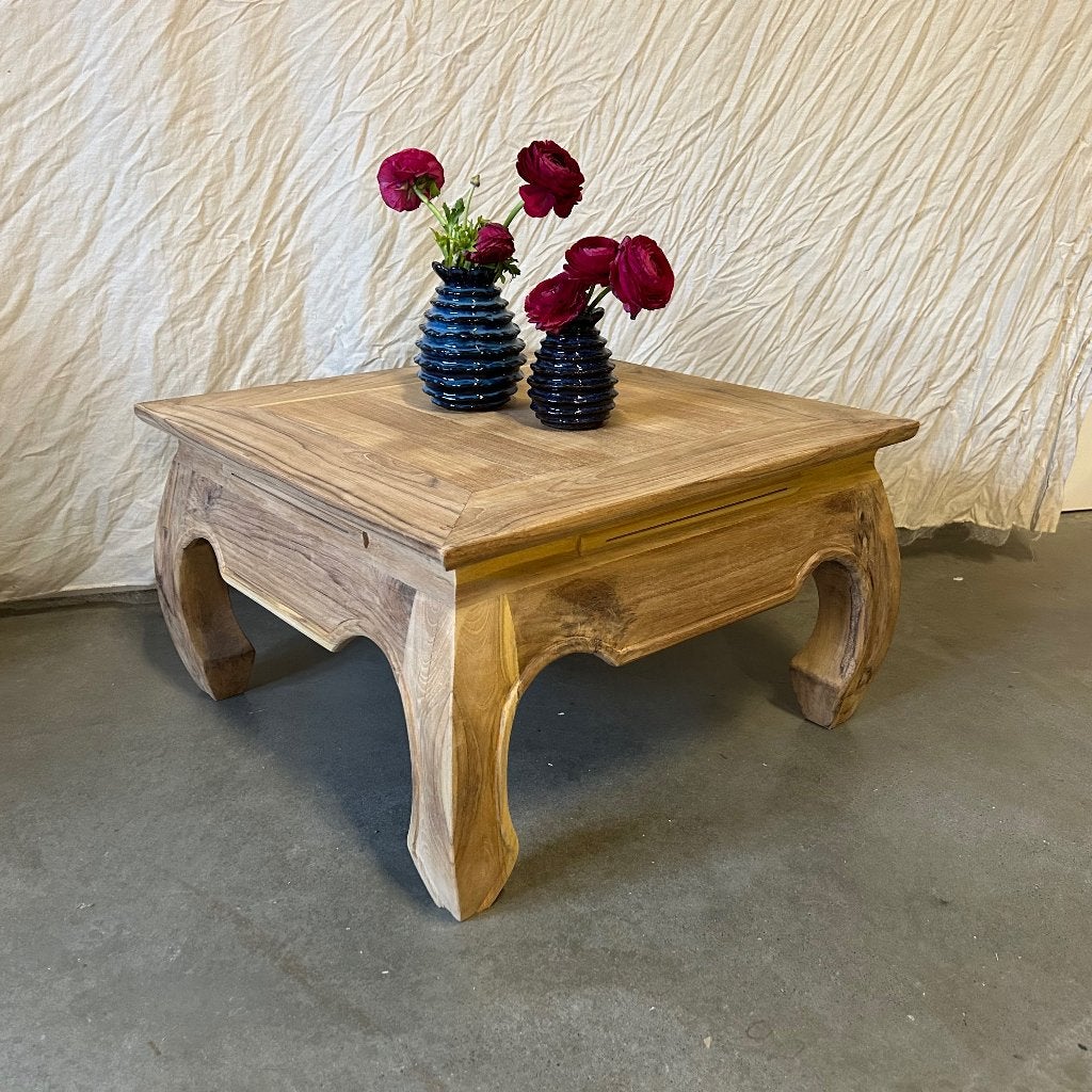opium salontafel - 60 x 60 cm - teak - Gratis bezorgd, TTM Wonen, Meubels – (Perzische) Tapijten en Woonaccessoires, 50 tot 100 cm