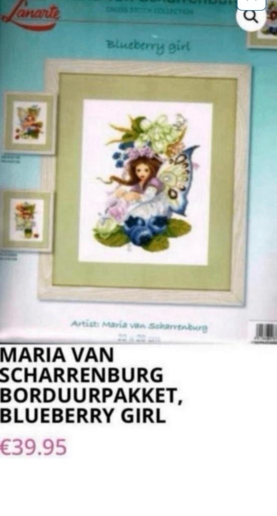 BORDUURPAKKET LANARTE/M. VAN SCHARRENBURG BLUEBERRY GIRL, Verzenden, Nieuw, Handborduren, Borduurpakket