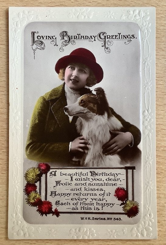 UK vrouw hond Schotse herdershond COLLIE Colley reliefrand, Ophalen of Verzenden, Voor 1920, Ongelopen, Overige thema's