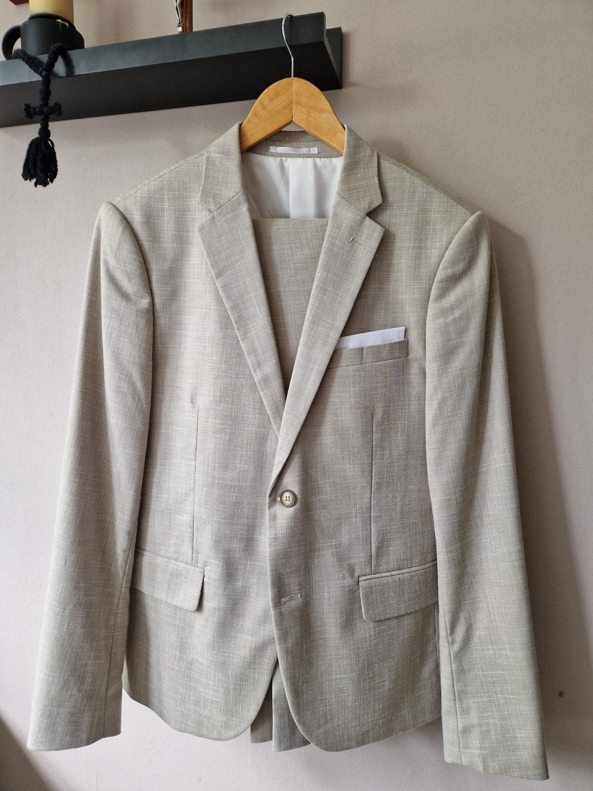 Lindbergh White Slim Fit Pak - 1x gedragen voor bruiloft, Beige, Ophalen of Verzenden, Zo goed als nieuw, Lindbergh White