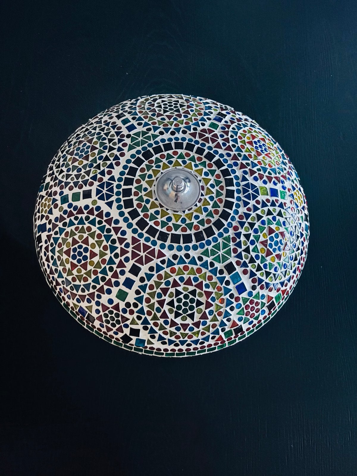 Handgemaakte Marokkaanse Mozaïek Plafondlamp (Ø 38 cm), Ophalen, Gebruikt, Overige stijlen, Meerkleurig