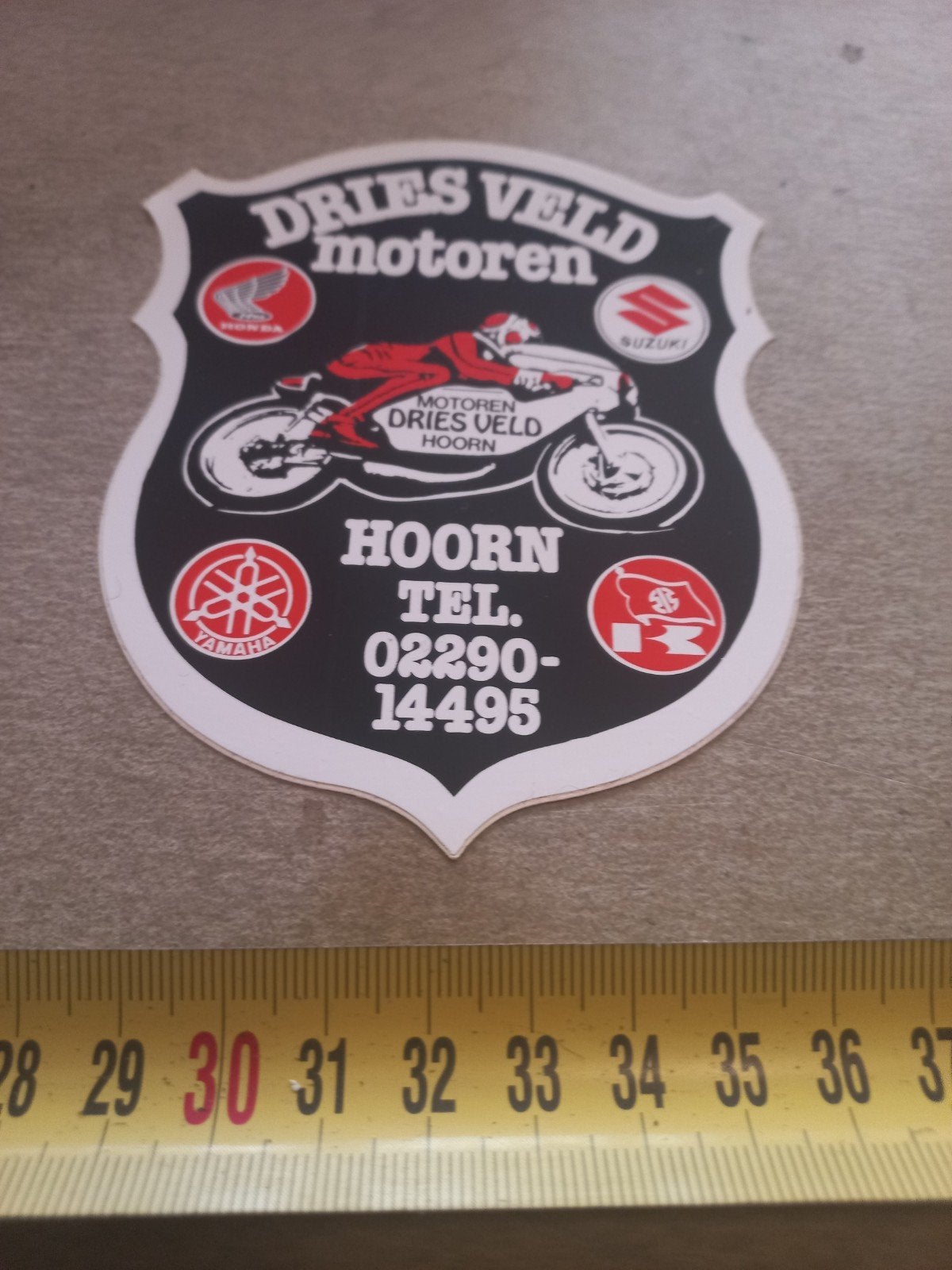 Vintage Dries Veld Motoren Hoorn Sticker, Ophalen of Verzenden