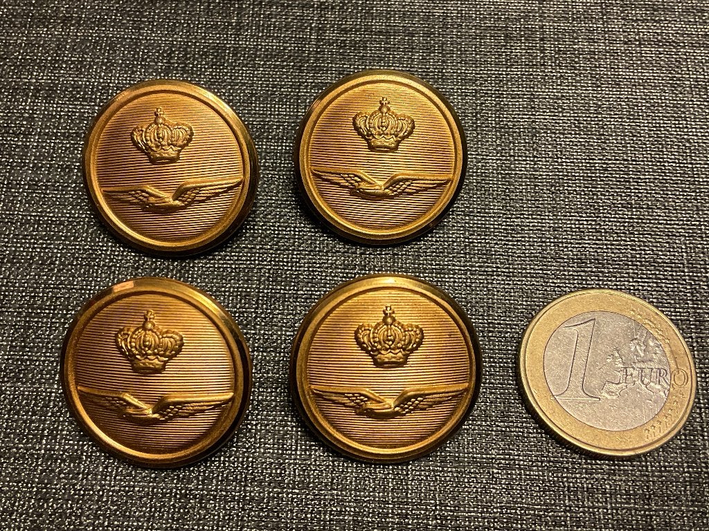 KL Luchtmacht DT knoop 24 MM goudkleurig, Ophalen, Luchtmacht, Nederland, Embleem of Badge