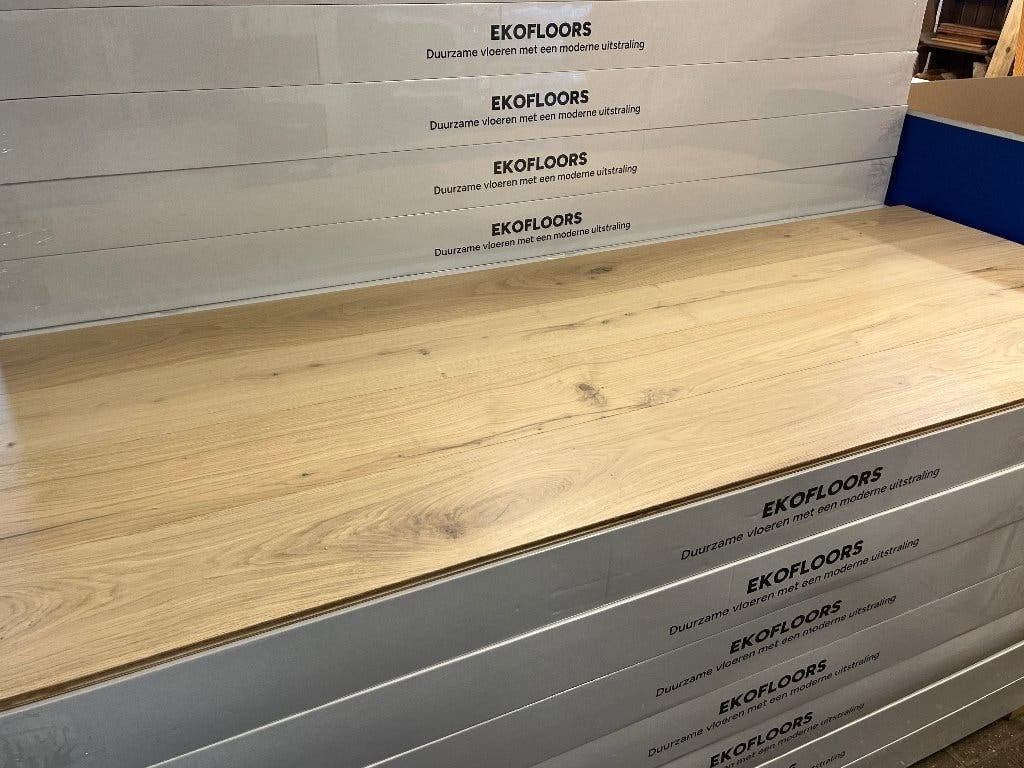 Eiken duoplank vloer 14 x 190mm, Invisible gelakt (incl btw), Ophalen of Verzenden, Nieuw, 75 m² of meer, Parket
