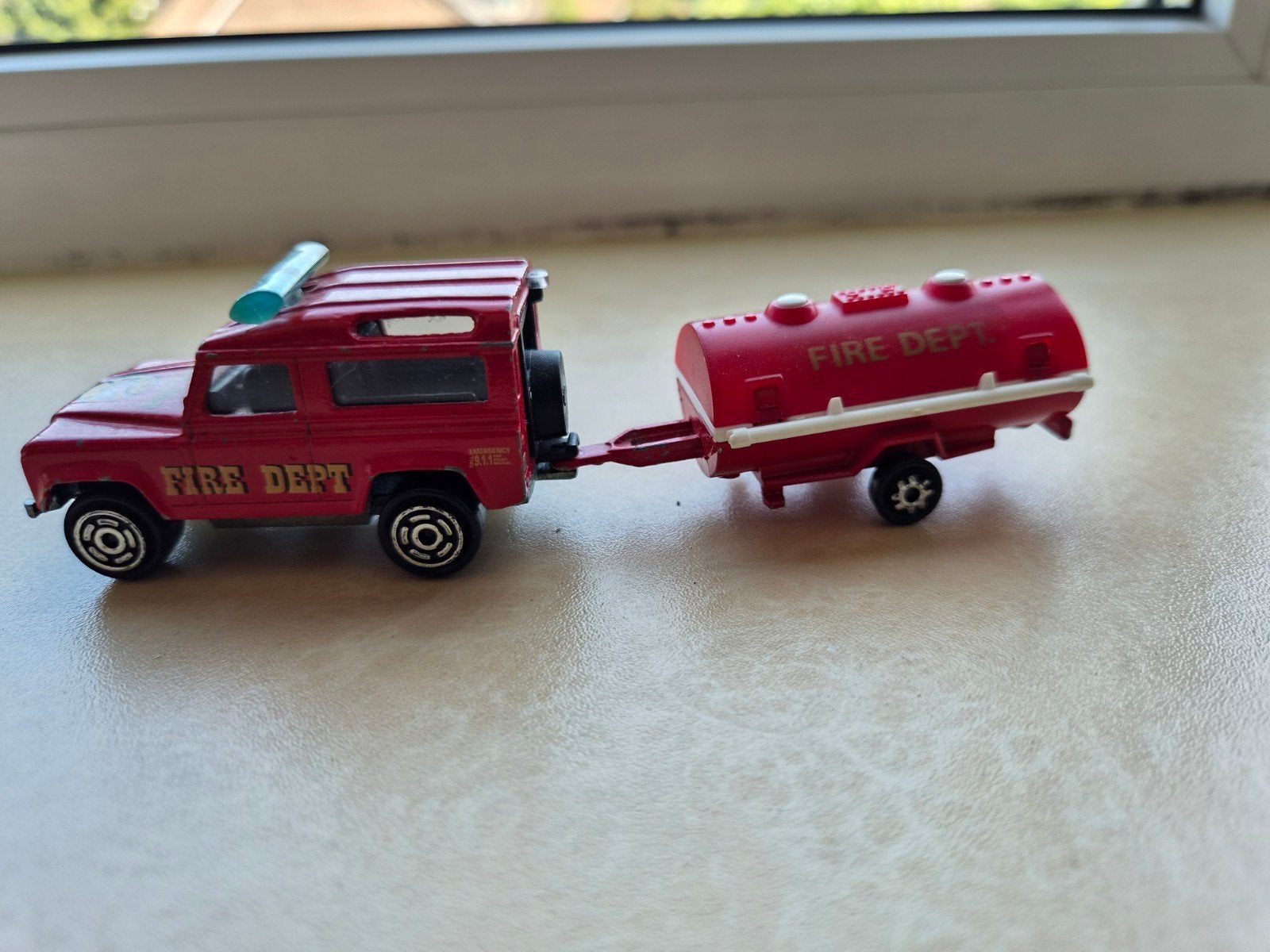 Vintage Majorette No. 266 Land Rover & Watertank – Fire Dept, Ophalen of Verzenden
