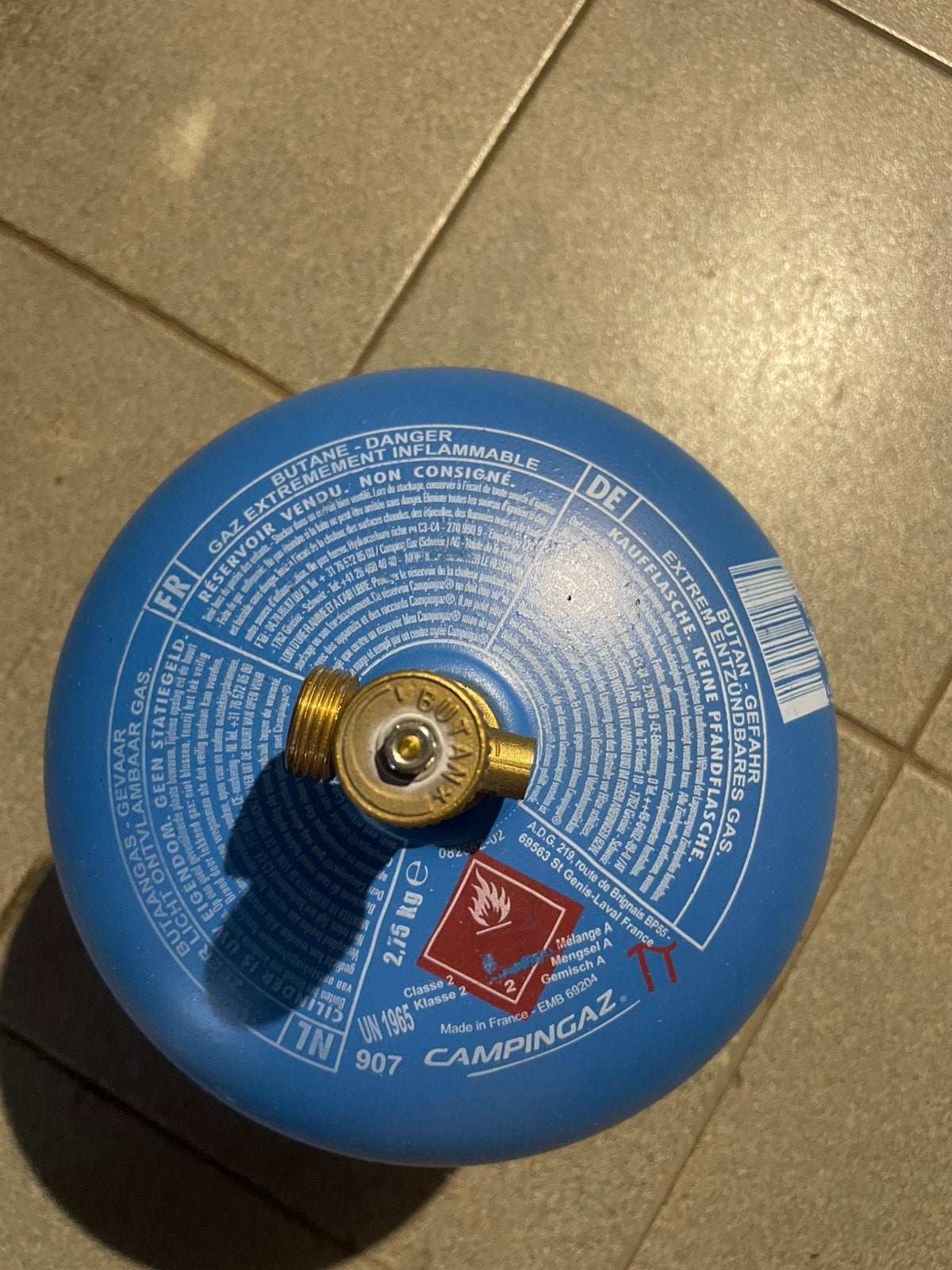 Te koop lege gasfles, 907,hervulbaar, campinggas, Ophalen, Zo goed als nieuw