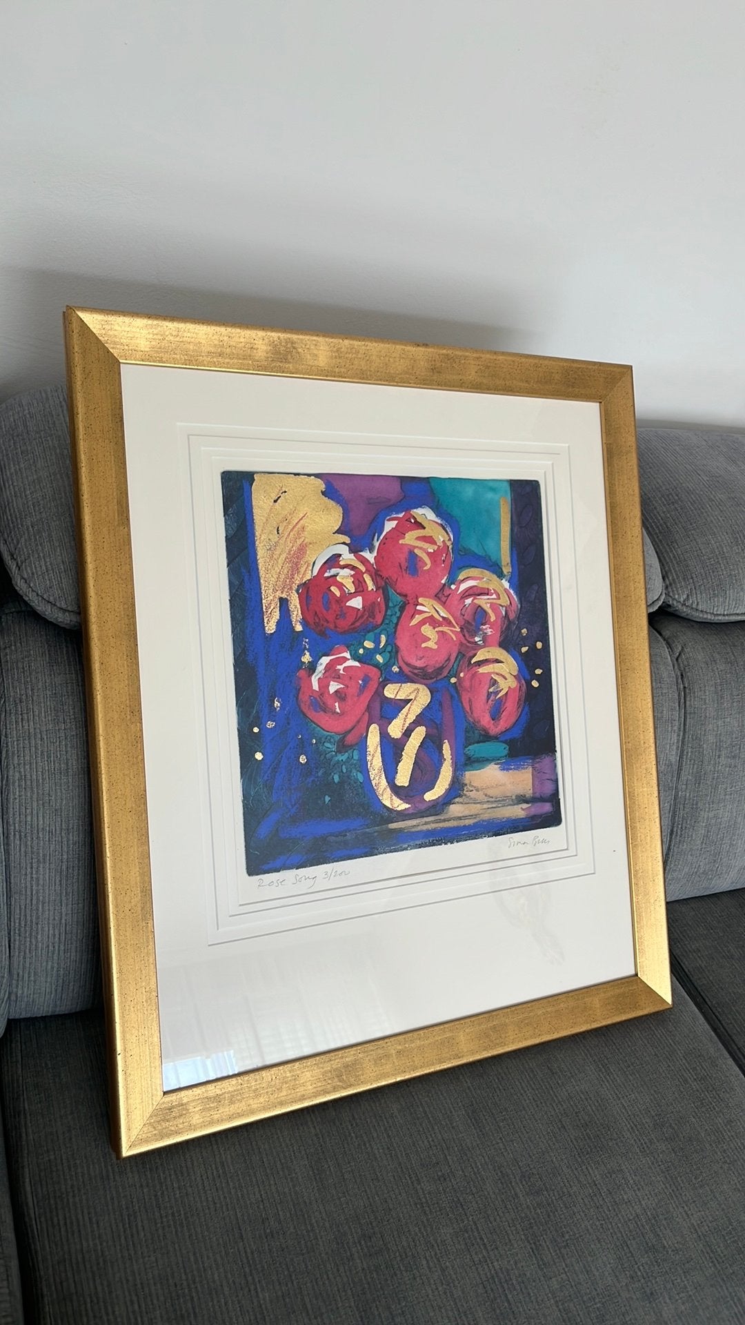 Uniek Schilderij Simon bull rose song, Antiek en Kunst, Kunst | Litho's en Zeefdrukken, Ophalen of Verzenden