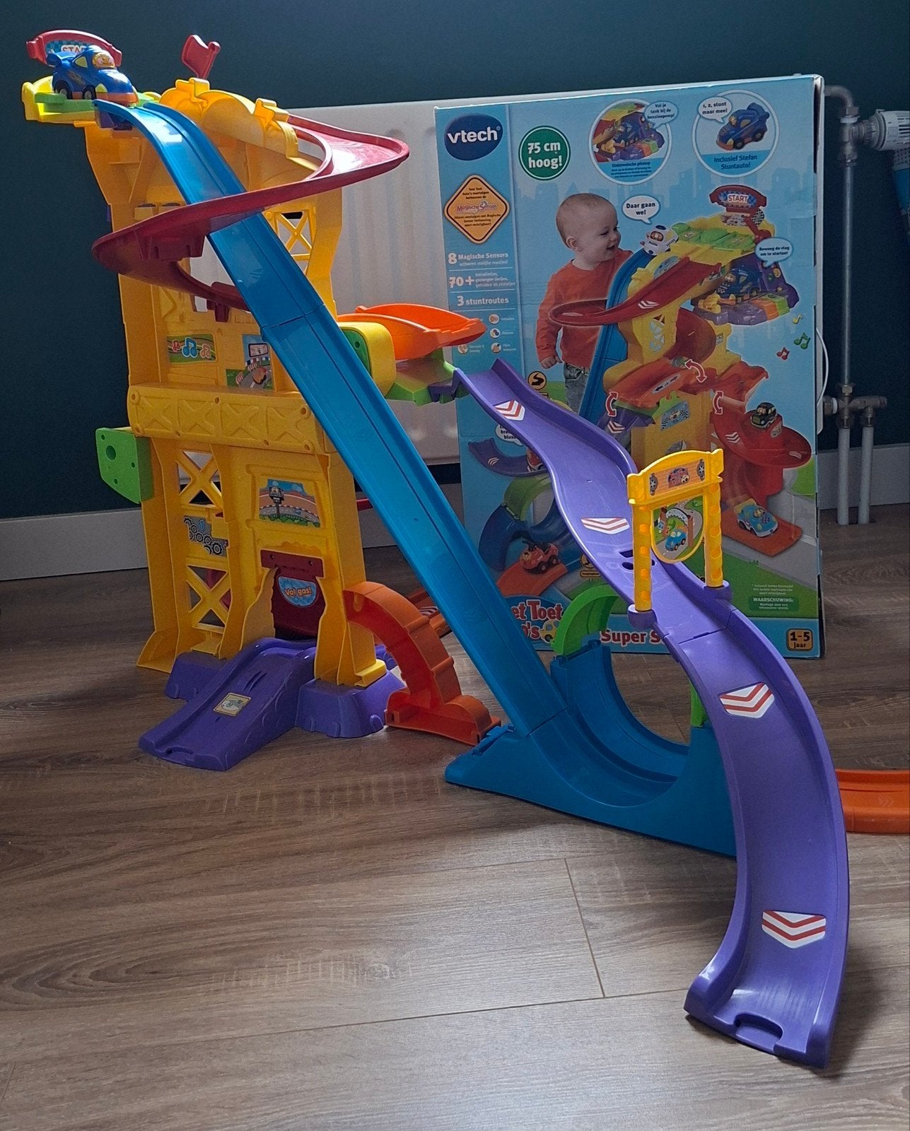 VTech Toet Toet Auto's Super Stuntpark - 75 cm hoog!, Ophalen, Zo goed als nieuw, Auto, Met geluid