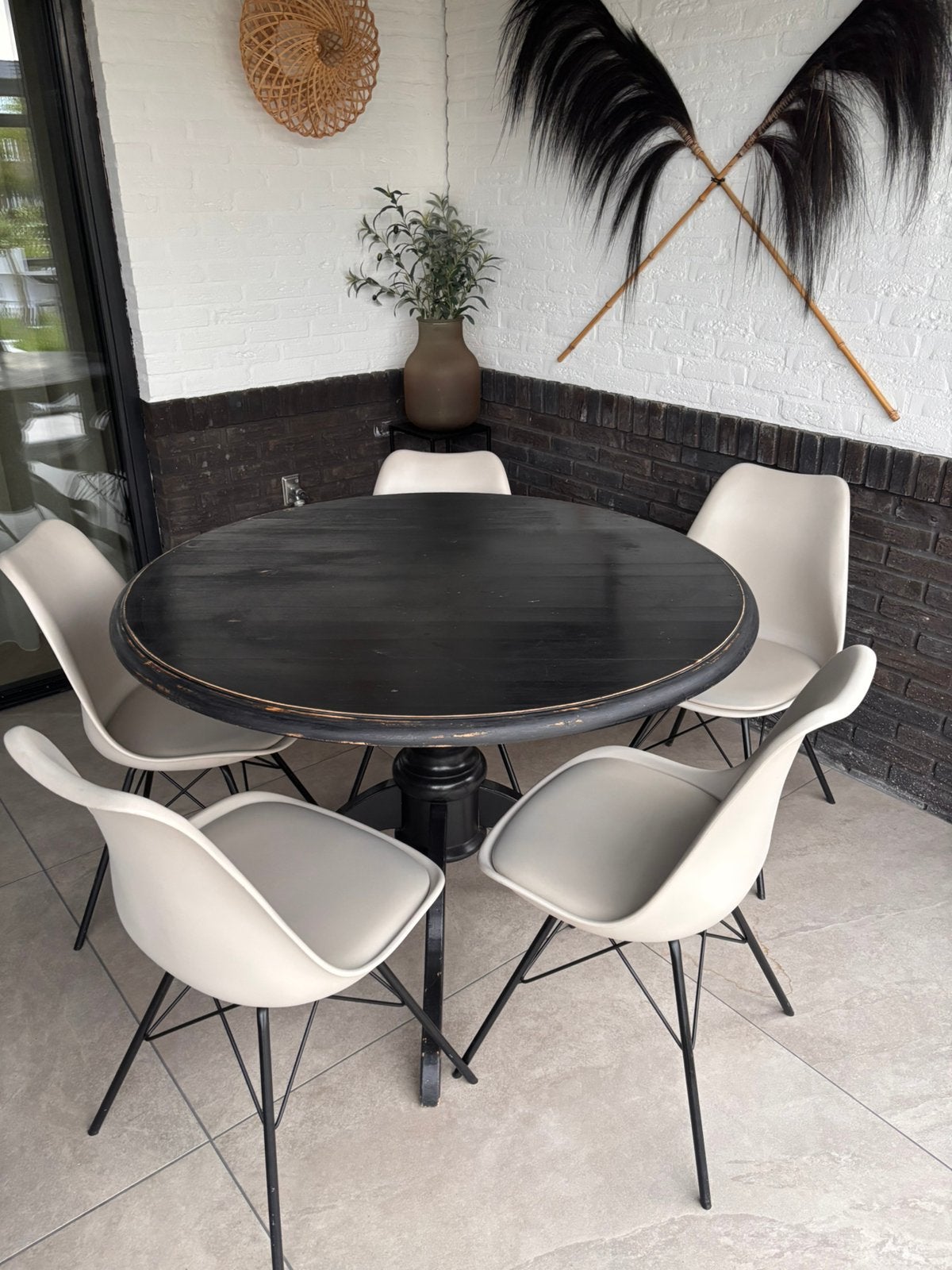 Zwarte ronde eet tafel, Ophalen of Verzenden
