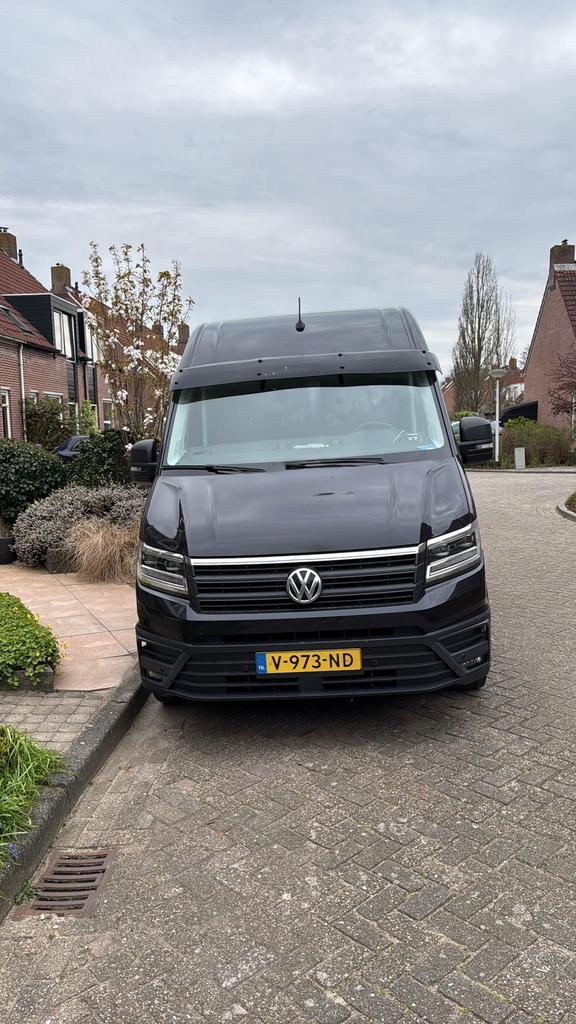 Volkswagen Crafter 2018 zwart, Auto's, Bestelauto's, Particulier, ABS, Achteruitrijcamera, Adaptieve lichten, Adaptive Cruise Control