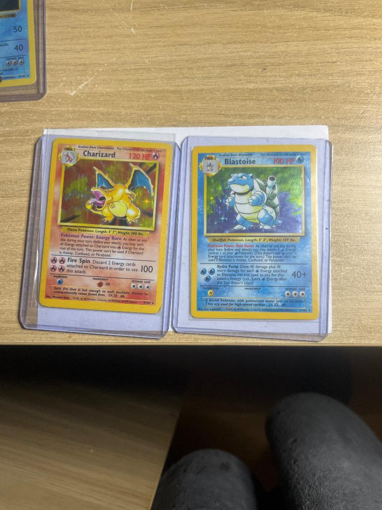 Pokemon kaarten base set 1999 holo shadowless first edition, Ophalen of Verzenden, Zo goed als nieuw, Meerdere kaarten, Foil