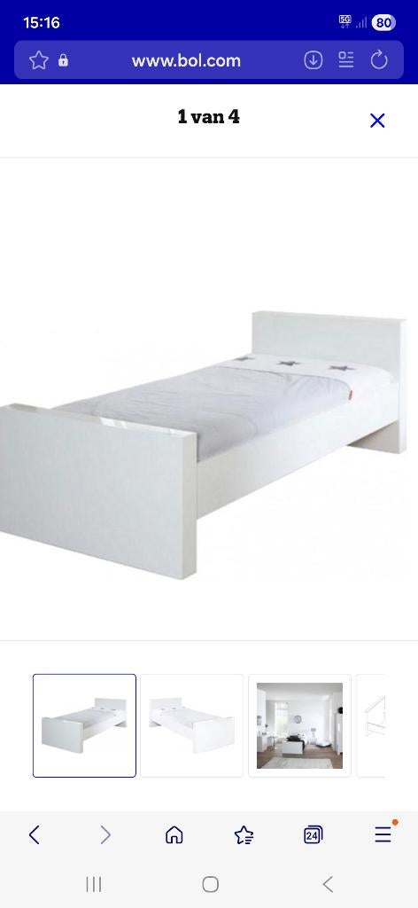 1 persoonsbed Kidsmill Alaska wit, Ophalen, 85 tot 100 cm, Zo goed als nieuw, Lattenbodem