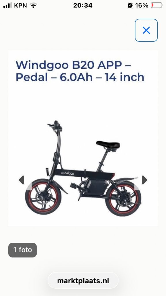 Windgoo B20 vouwfiets, Minder dan 30 km per accu, Gebruikt, Minder dan 47 cm, Ophalen