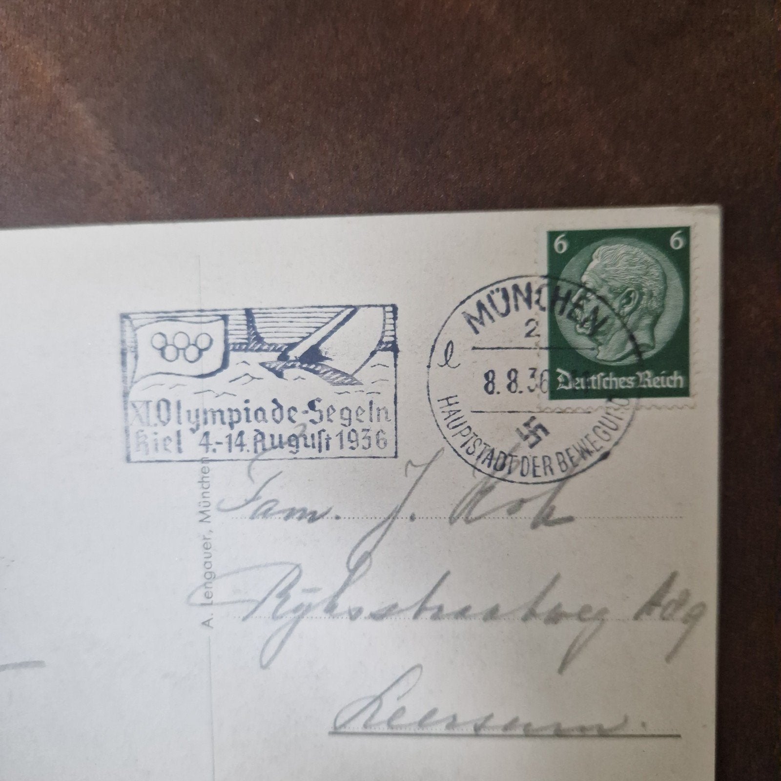 Ansichtkaart met post stempel München 1936, Postzegels en Munten, Ophalen of Verzenden, Europa