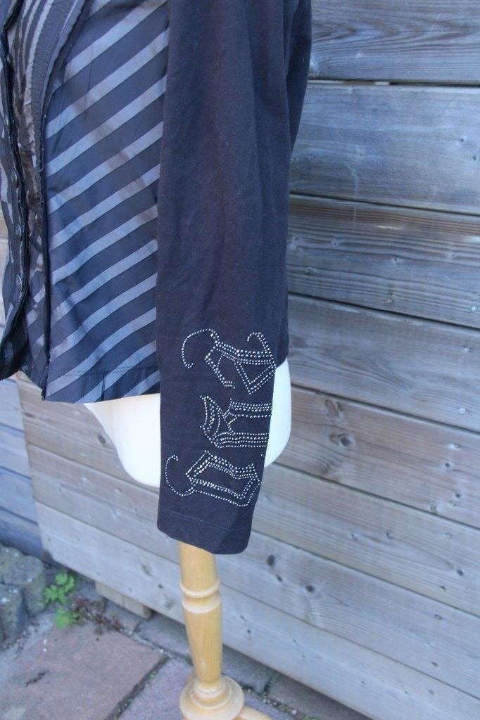 Jasje/ blouse zwart/ grijs Airfield mt 44 drukknoop Vaste pr, Kleding | Dames, Zwart, Maat 42/44 (L), Ophalen of Verzenden, Zo goed als nieuw