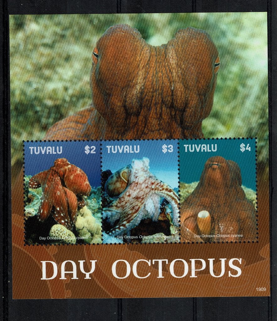 TUVALU 2019 PF BLOK OCTOPUS INKTVISSEN ZEELEVEN, Ophalen of Verzenden, Postfris, Dier of Natuur