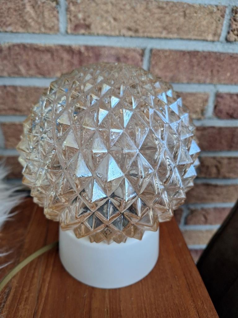 Glazen plafondlamp (info lees advertentie), Ophalen of Verzenden, Gebruikt, Glas, Vintage