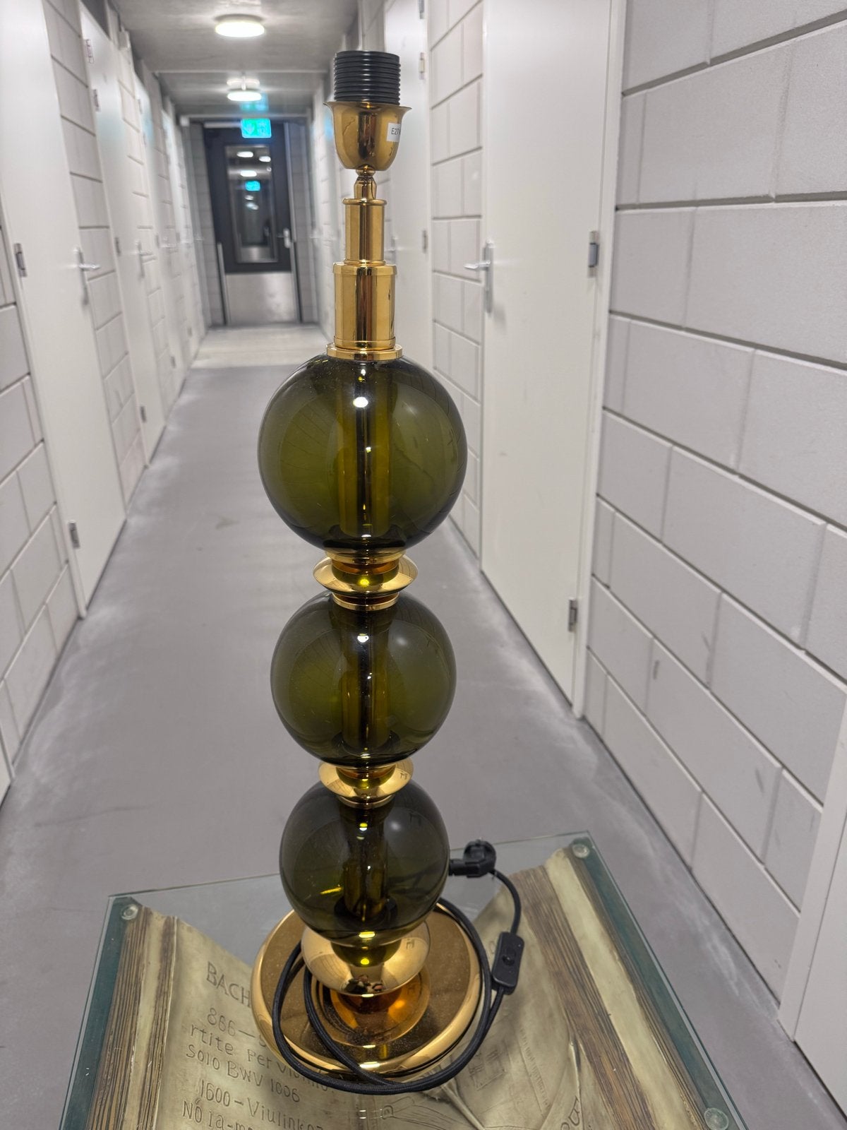 Eichholtz Tafellamp Groen Glas Goud - Zo goed als nieuw, Overige merken, Groen, Met stekker, Modern
