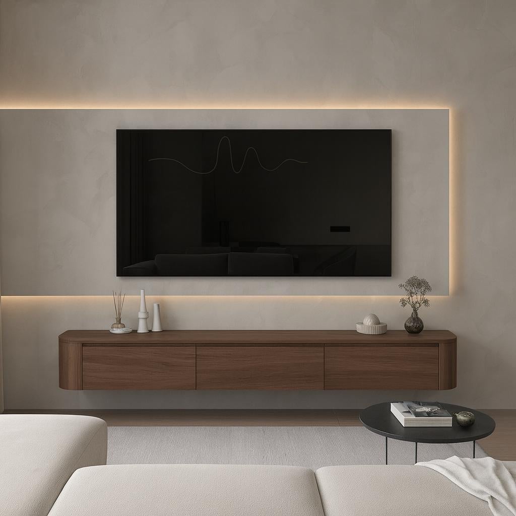 Japandi Zwevend TV-Meubel met LED - Topkwaliteit, Huis en Inrichting, Japandi, Modern, Minimalistisch, 150 tot 200 cm, Nieuw, Ophalen of Verzenden