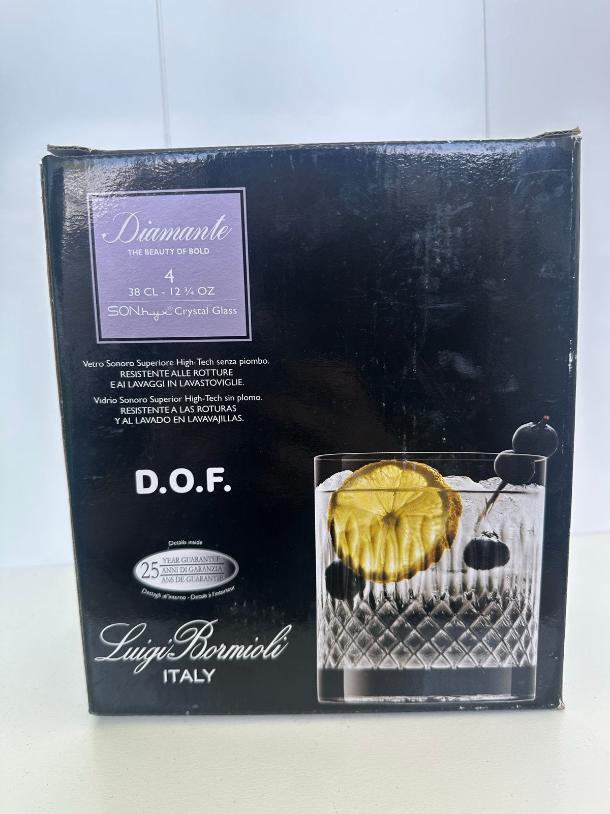 Luigi Bormioli Diamante D.O.F. Glazen Set - 4 stuks, Nieuw, Ophalen of Verzenden, Overige merken, Glas
