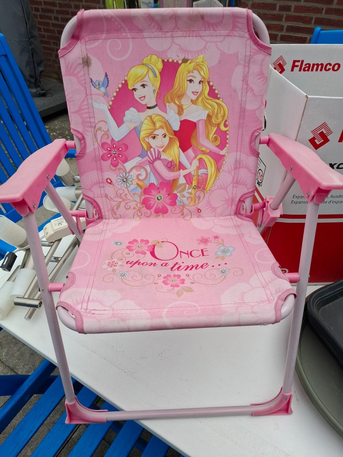 Roze kinderstoel met Disney prinsessen opdruk, Ophalen, Gebruikt, Stoel